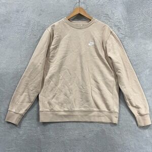 Nike Cream Pullover Crewneck Sweatshirt Embroidered Swoosh Large Y2K BV2662-206